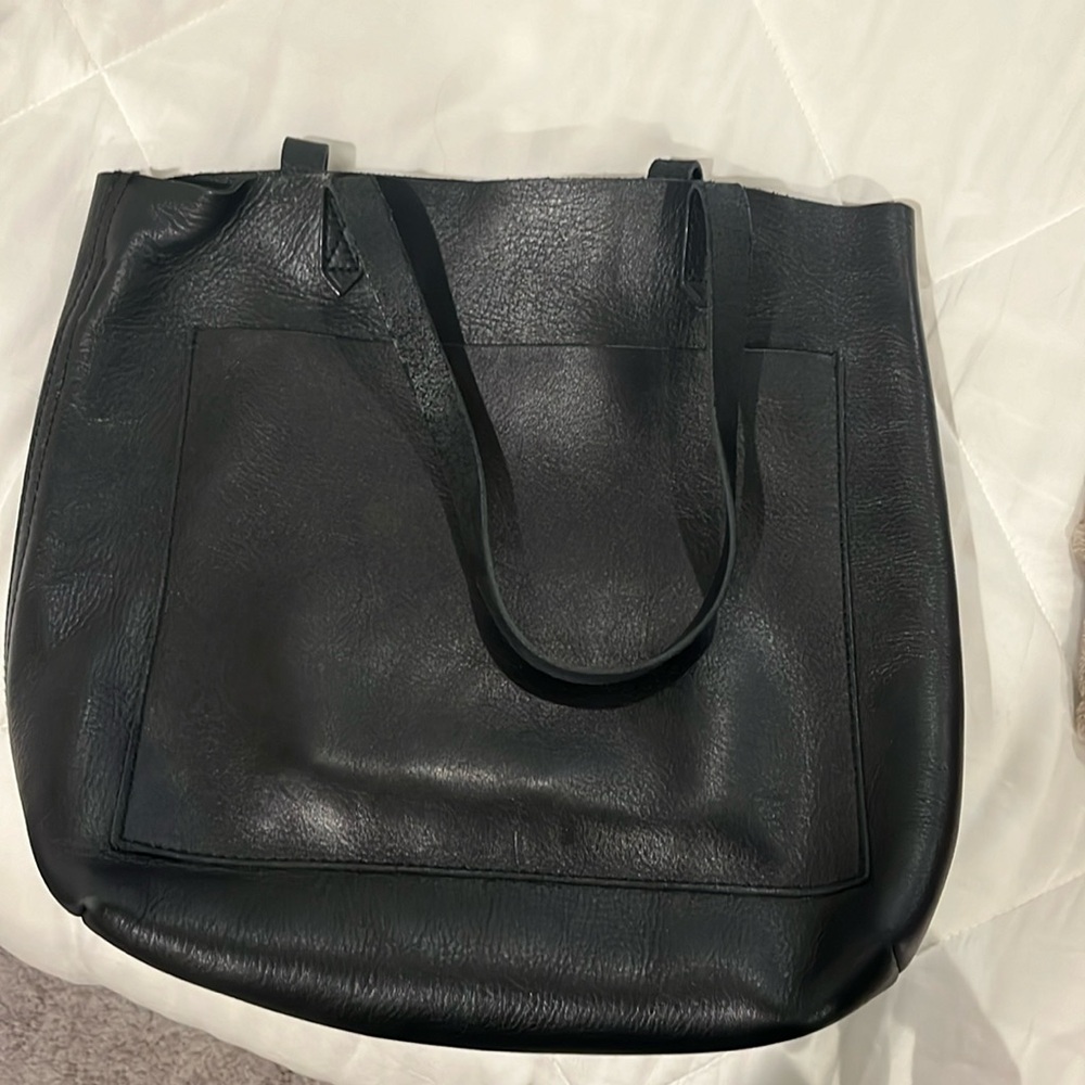Madewell leather black tote no zipper